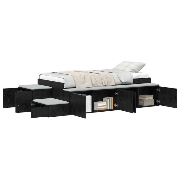 vidaXL Κρεβάτι Αποθήκευσης Μαύρο Καφέ 90x200 cm