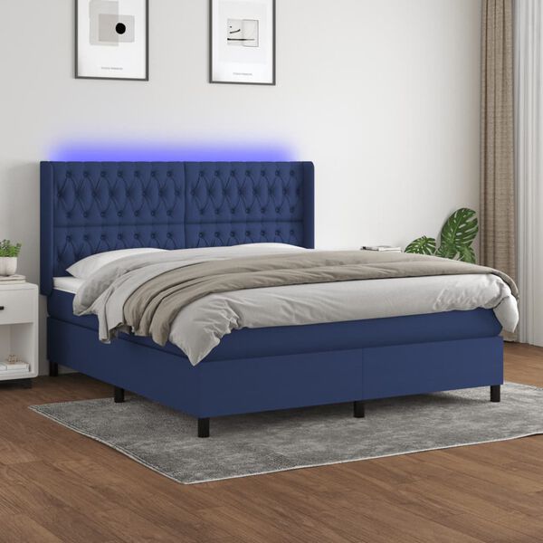 vidaXL &Kappa;&rho;&epsilon;&beta;ά&tau;&iota; Boxspring &mu;&epsilon; &Sigma;&tau;&rho;ώ&mu;&alpha; & LED &Mu;&pi;&lambda;&epsilon; 160x200 &epsilon;&kappa;. &Upsilon;&phi;&alpha;&sigma;&mu;ά&tau;&iota;&nu;&omicron;