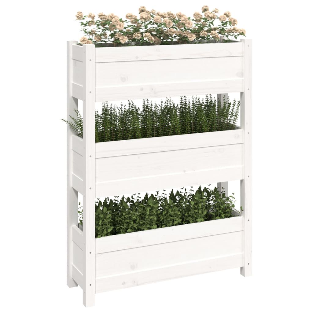 vidaXL Ζαρντινιέρα Λευκή 77x25x104,5 εκ. από Μασίφ Ξύλο Πεύκου