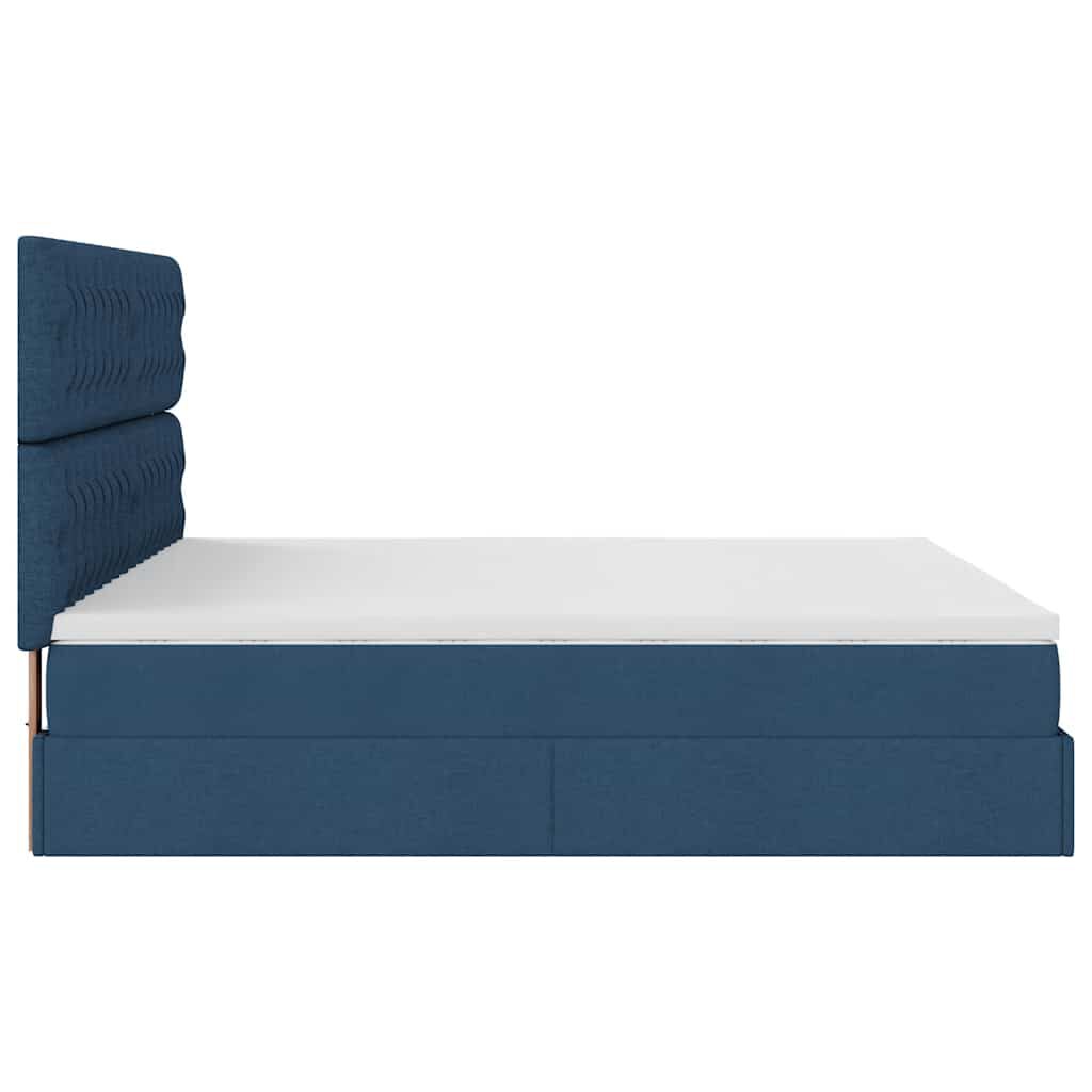 vidaXL Οθωμανικό κρεβάτι με στρώμα μπλε 180x200cm ύφασμα