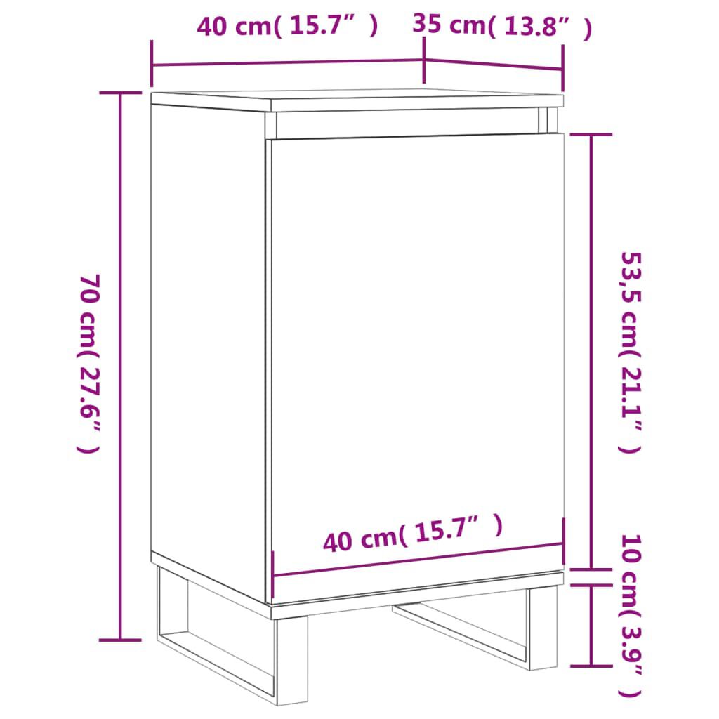 vidaXL Ντουλάπια 2 τεμ. Λευκά 40 x 35 x 70 εκ. από Επεξεργασμένο Ξύλο