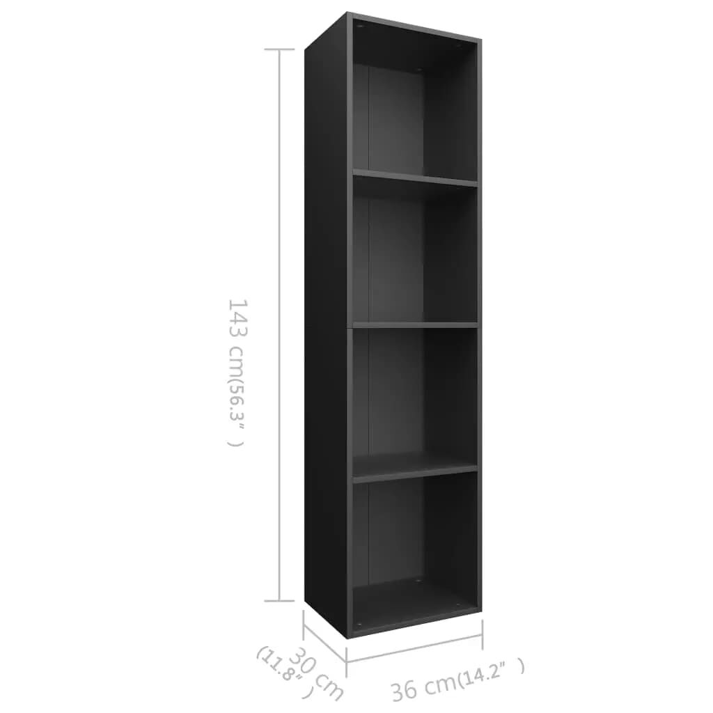vidaXL Βιβλιοθήκη/Έπιπλο Τηλεόρασης Μαύρο 36x30x143 εκ. Επεξ. Ξύλο