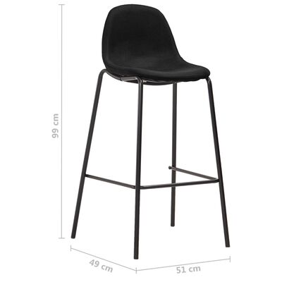 vidaXL Καρέκλες Μπαρ 2 τεμ. Μαύρες Υφασμάτινες