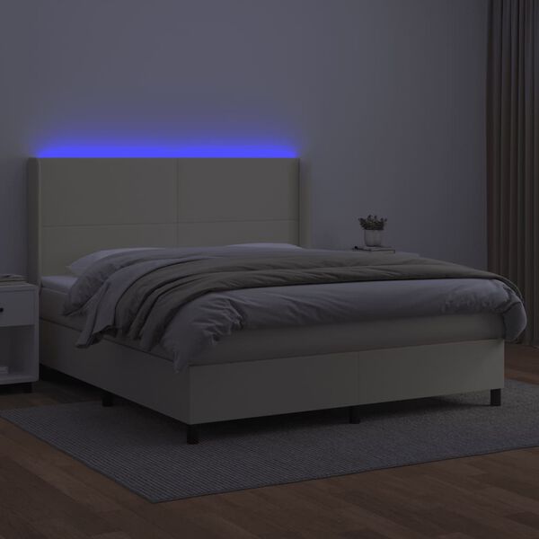 vidaXL &Kappa;&rho;&epsilon;&beta;ά&tau;&iota; Boxspring &mu;&epsilon; &Sigma;&tau;&rho;ώ&mu;&alpha; & LED &Kappa;&rho;&epsilon;&mu; 180x200 &epsilon;&kappa;. &Sigma;&upsilon;&nu;&theta;. &Delta;έ&rho;&mu;&alpha;