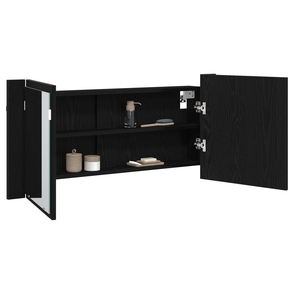 vidaXL ντουλάπα καθρέφτη μαύρης βελανιδιάς 100x12x45 εκ.