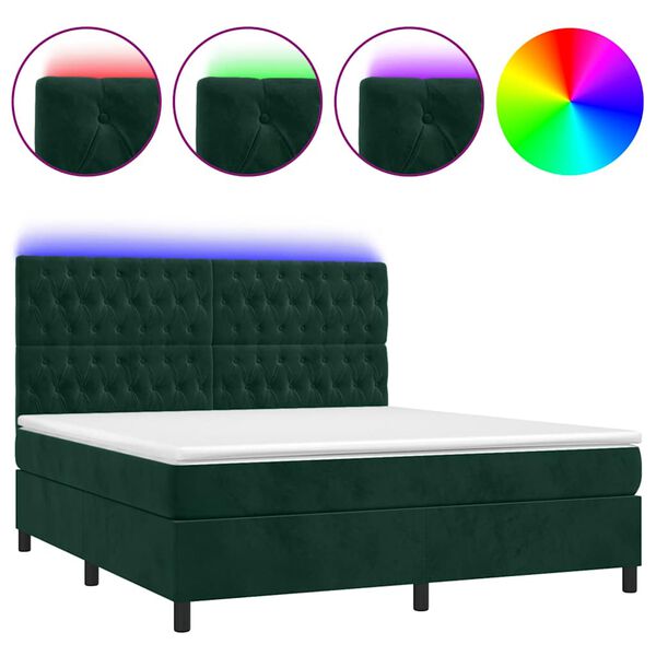 vidaXL &Kappa;&rho;&epsilon;&beta;ά&tau;&iota; Boxspring &mu;&epsilon; &Sigma;&tau;&rho;ώ&mu;&alpha; & LED &Sigma;&kappa;. &Pi;&rho;ά&sigma;&iota;&nu;&omicron; 180x200&epsilon;&kappa; &Beta;&epsilon;&lambda;&omicron;ύ&delta;&omicron;