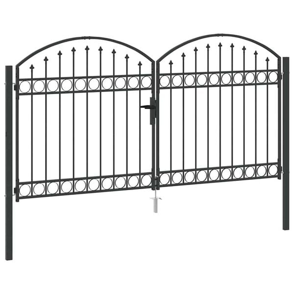 vidaXL Πύλη Φράχτη με κλειδαριά Γκρι 300 x 150 cm Ατσάλι