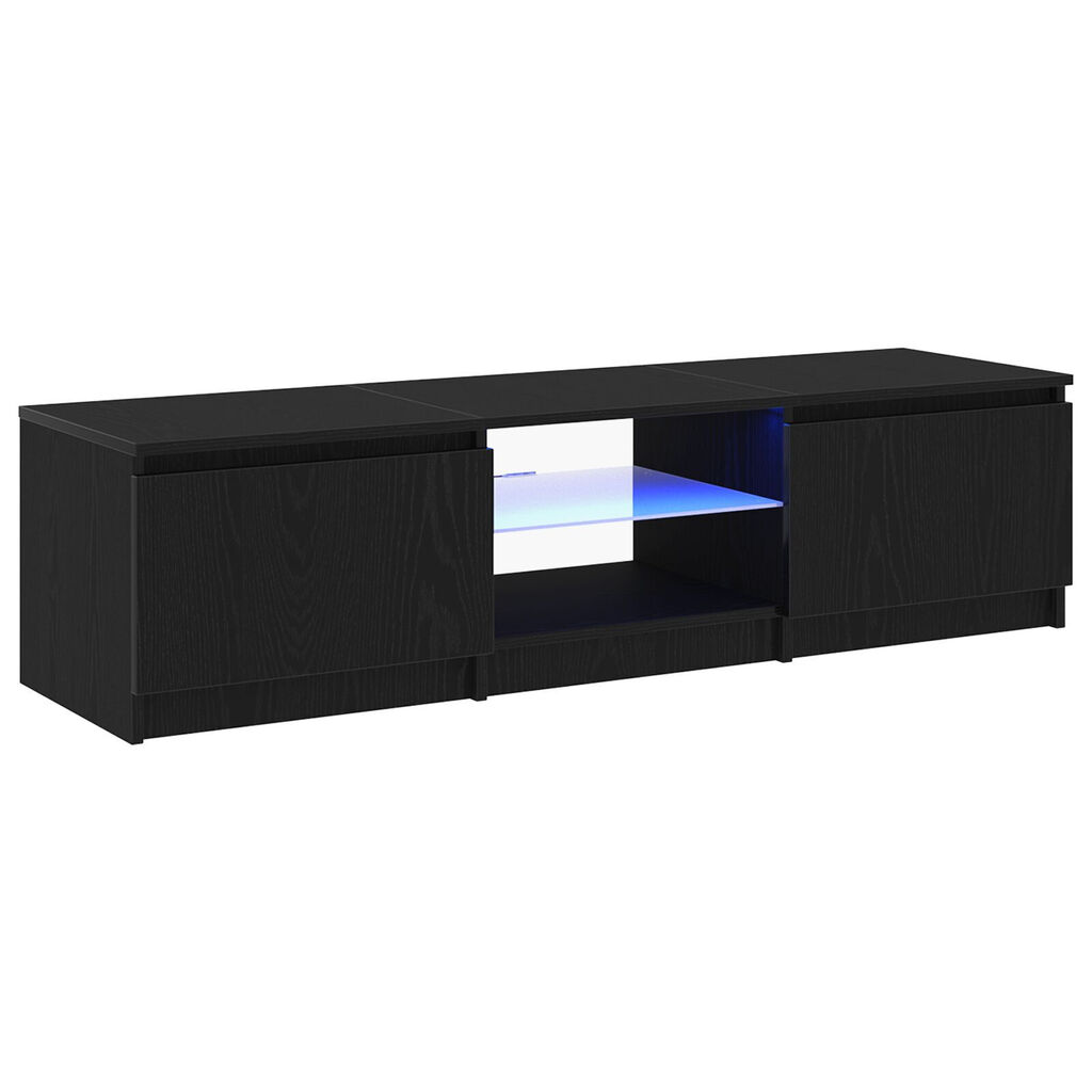 vidaXL Ντουλάπα Τηλεόρασης με Φώτα LED Μαύρο Δρύς 140x40x35,5 εκ. από επεξεργασμένο ξύλο