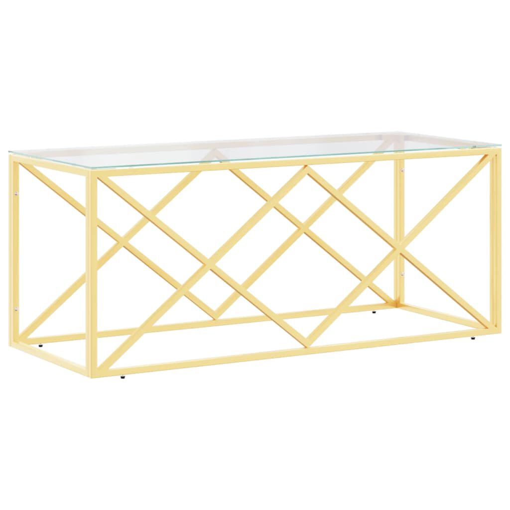 vidaXL Τραπέζι Σαλονιού 110x45x45 εκ. από Ανοξ. Ατσάλι και Γυαλί