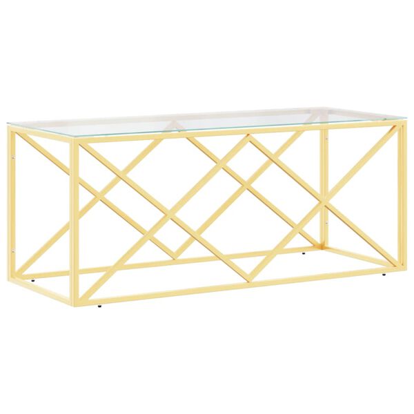 vidaXL Τραπέζι Σαλονιού 110x45x45 εκ. από Ανοξ. Ατσάλι και Γυαλί