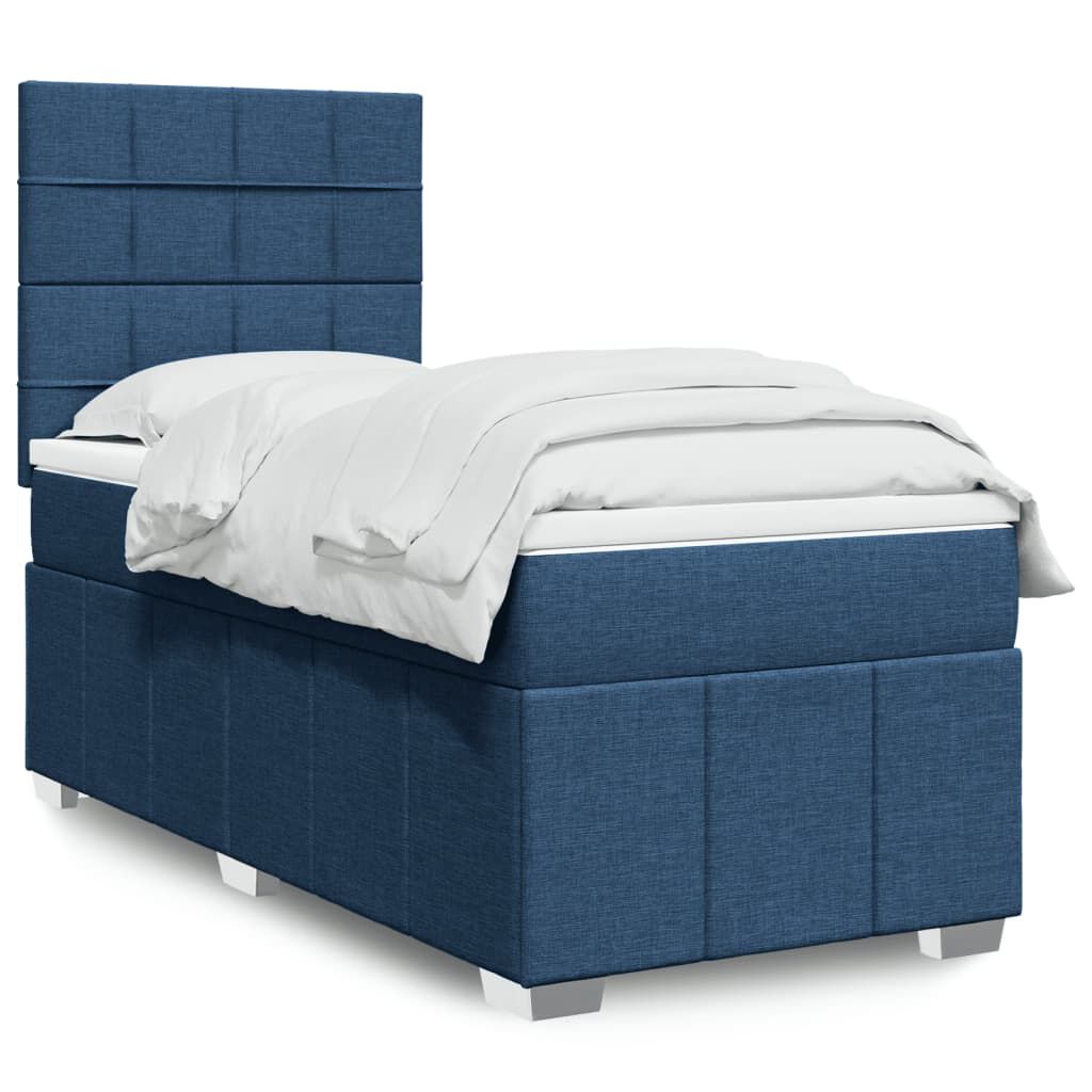 vidaXL Κρεβάτι Boxspring με Στρώμα Μπλε 80x200 εκ. Υφασμάτινο