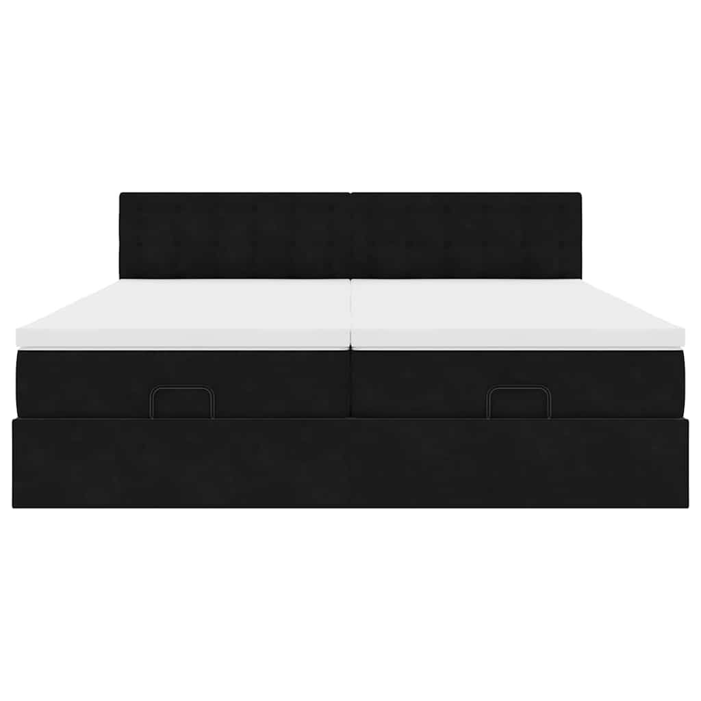 vidaXL Οθωμανικό κρεβάτι με στρώματα & LEDs Μαύρο 180x200cm Velvet