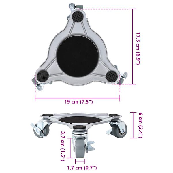 vidaXL Ρόλοι Επίπλων 4 τεμ. με Ανυψωτικό 19x17,5x6 εκ. Ατσάλι 1000 κιλά