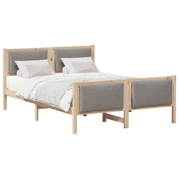 vidaXL Σκελετός Κρεβατιού με κεφαλάρι Taupe 135 x 190 cm ύφασμα