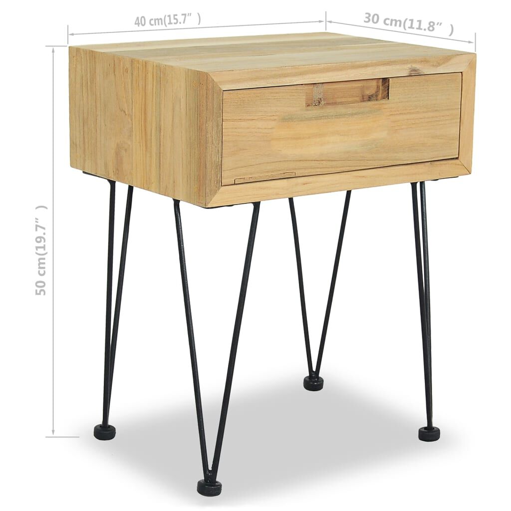 vidaXL Κομοδίνα 2 τεμ. 40 x 30 x 50 εκ. από Μασίφ Ξύλο Teak