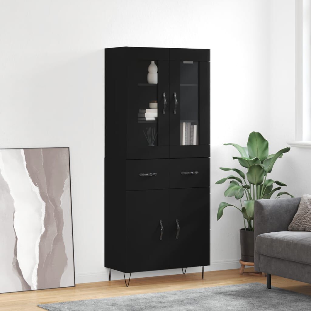 vidaXL Ντουλάπι Μαύρο 69,5x34x180 εκ. από Επεξεργασμένο Ξύλο