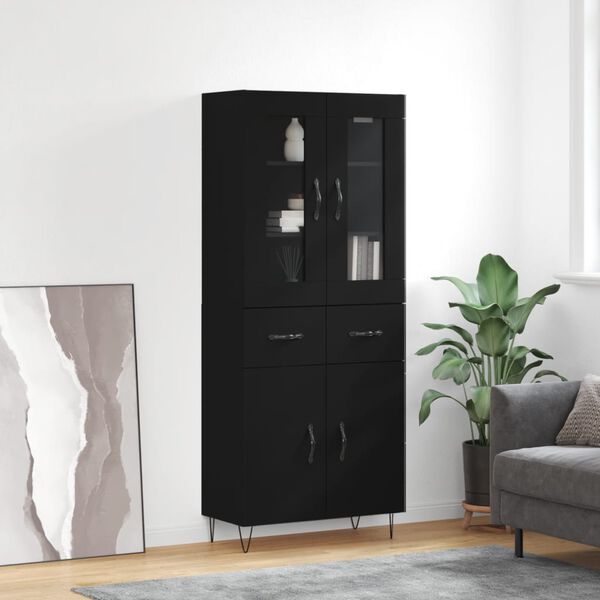 vidaXL Ντουλάπι Μαύρο 69,5x34x180 εκ. από Επεξεργασμένο Ξύλο