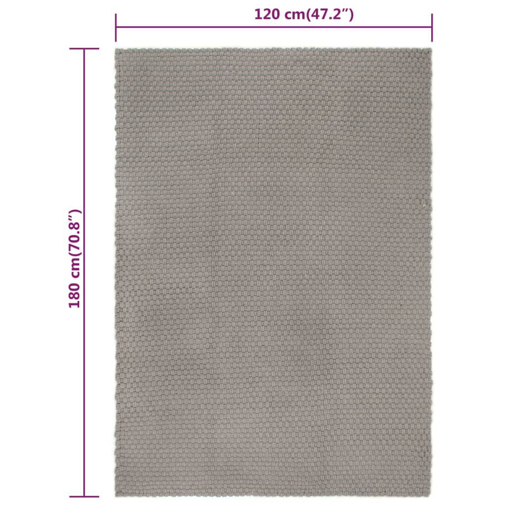 vidaXL Χαλί Ορθογώνιο Γκρι 120x180 εκ. από Βαμβάκι