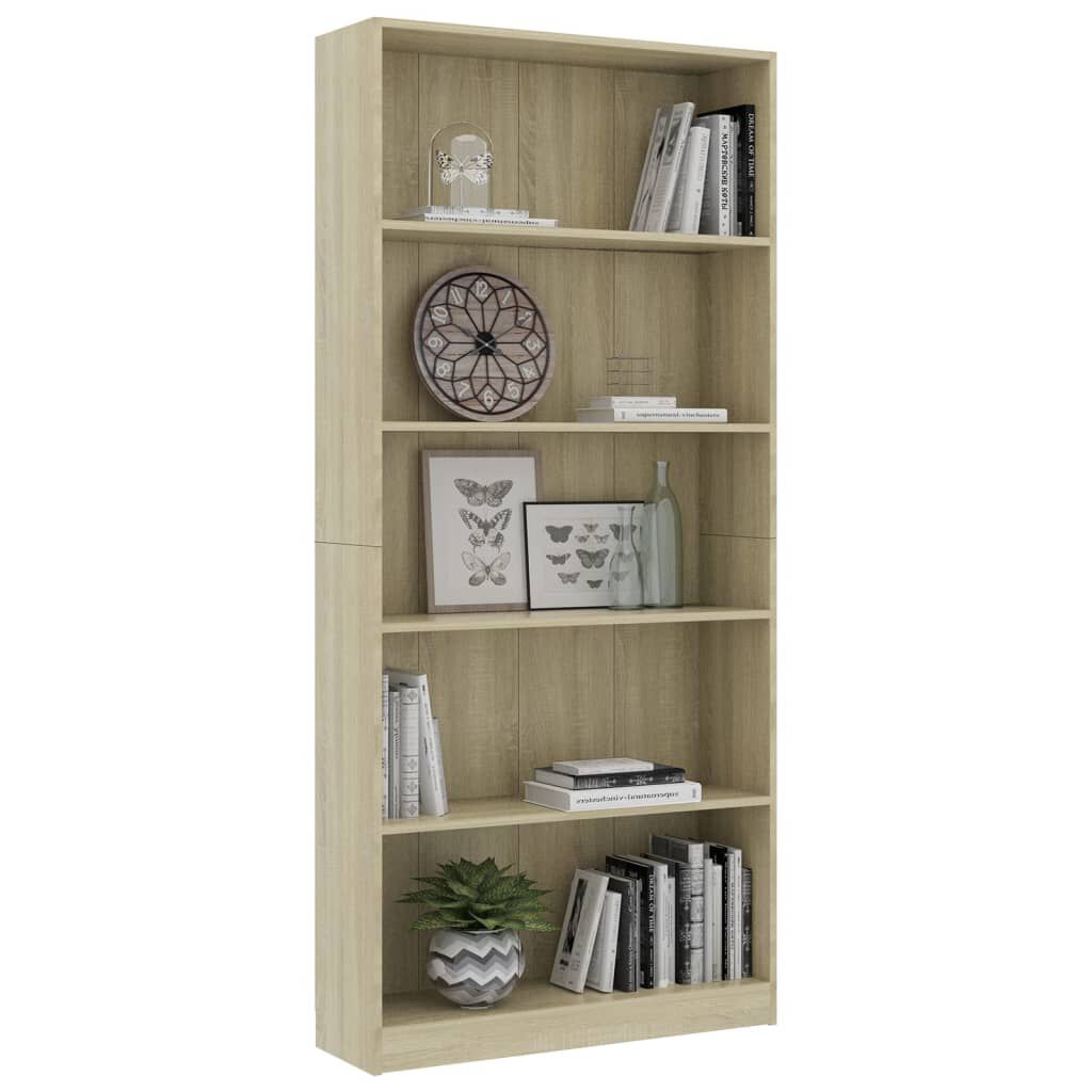 vidaXL Βιβλιοθήκη με 5 Ράφια Sonoma Δρυς 80x24x175 εκ. από Επεξ. Ξύλο