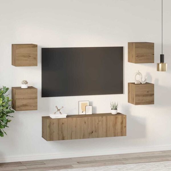 vidaXL &Sigma;&epsilon;&tau; &epsilon;&pi;ί&pi;&lambda;&omicron;&upsilon; &tau;&eta;&lambda;&epsilon;ό&rho;&alpha;&sigma;&eta;&sigmaf; 6 pcs Artisan Oak &Epsilon;&pi;&epsilon;&xi;&epsilon;&rho;&gamma;&alpha;&sigma;&mu;έ&nu;&omicron; &xi;ύ&lambda;&omicron;