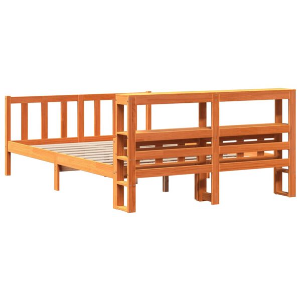 vidaXL Πλαίσιο Κρεβατιού με Κεφαλάρι Μελί 150x200εκ. Μασίφ Ξύλο Πεύκου