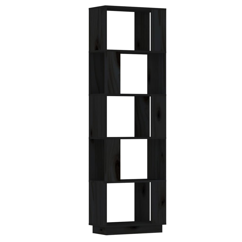 vidaXL Βιβλιοθήκη/Διαχωριστικό Χώρου Μαύρο 51x25x163,5 εκ. Μασίφ Πεύκο