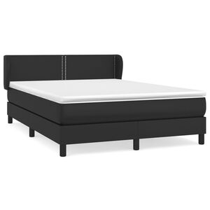 vidaXL Κρεβάτι Boxspring με Στρώμα Μαύρο 140x190εκ.από Συνθετικό Δέρμα