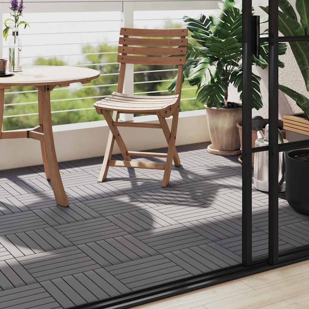 vidaXL Πλακάκια Deck 10 τεμ. Γκρι Πατίνα 30x30 εκ. Μασίφ Ξύλο Ακακίας