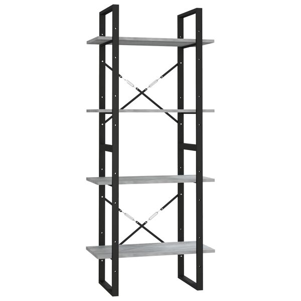 vidaXL Βιβλιοθήκη με 4 Ράφια Γκρι Sonoma 60x30x140 εκ. Επεξεργ. Ξύλο