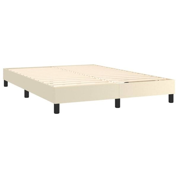 vidaXL Κρεβάτι Boxspring με Στρώμα Κρεμ 140x200εκ. από Συνθετικό Δέρμα