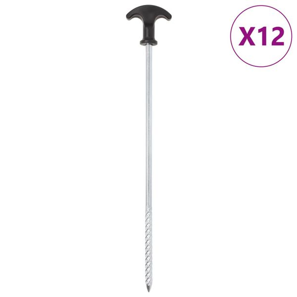 vidaXL Πασσαλάκια Σκηνής 12 τεμ. 30 εκ. Ø7 χιλ. Γαλβανισμένο Ατσάλι