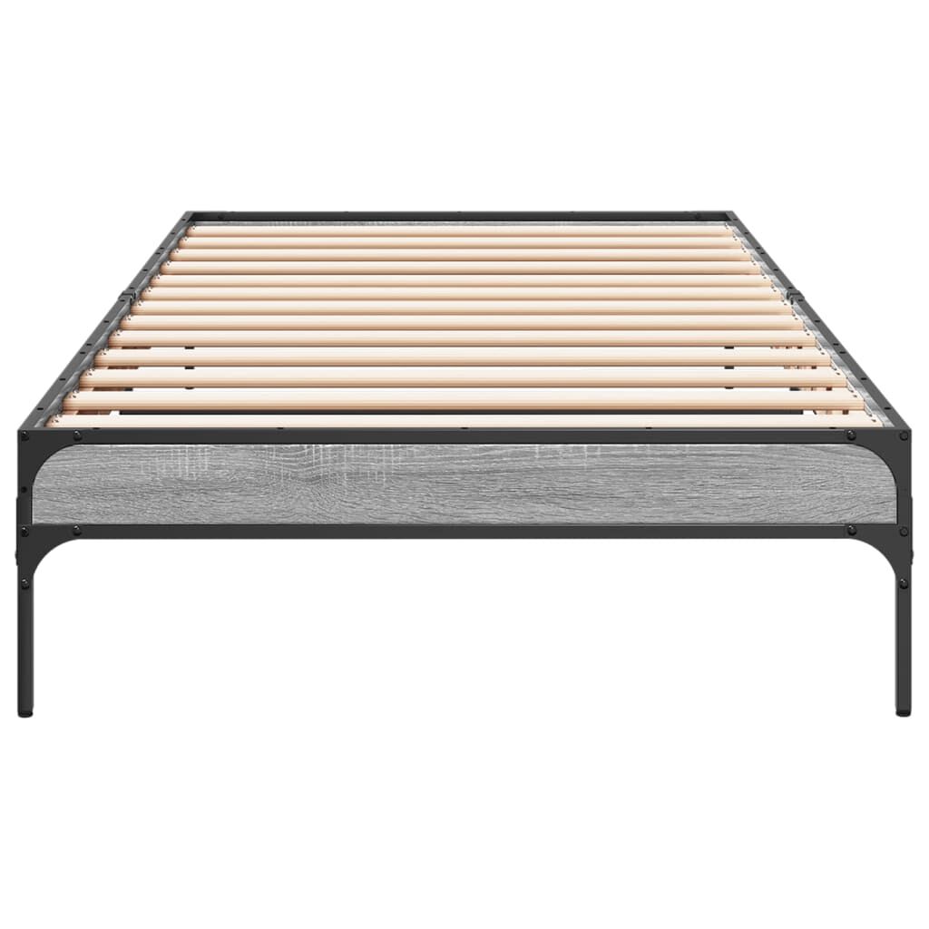 vidaXL Πλαίσιο Κρεβατιού Γκρι Sonoma 90 x 190 εκ. Επεξ. Ξύλο & Μέταλλο