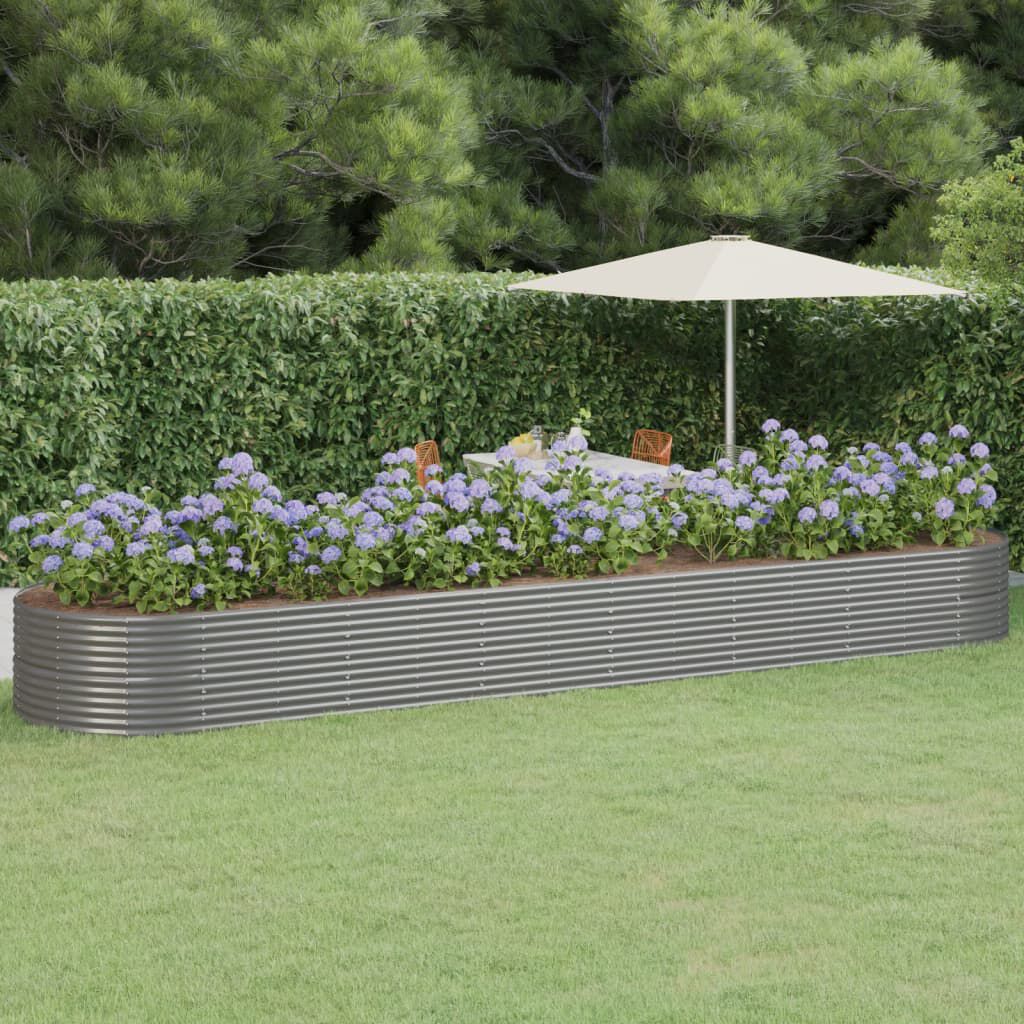 vidaXL Ζαρντινιέρα Γκρι 584x140x68 εκ. Ατσάλι με Ηλεκτρ. Βαφή Πούδρας