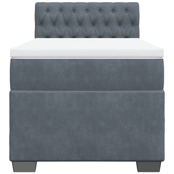 vidaXL Κρεβάτι Boxspring με Στρώμα Σκούρο Γκρι 90x190 εκ. Βελούδινο