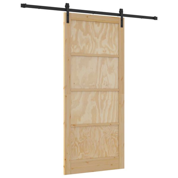 vidaXL Συρόμενη Πόρτα με Σετ Εξαρτημάτων 93x211 cm Στερεό Ξύλο Πεύκου