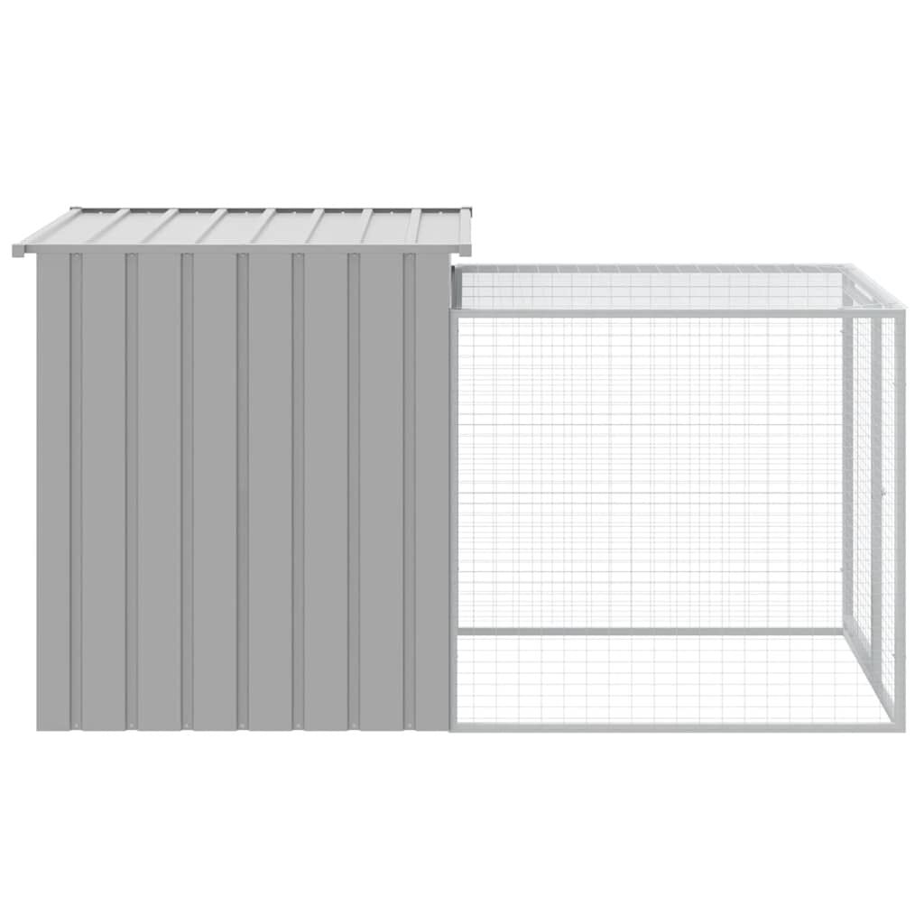 vidaXL Κλουβί για Κότες με Αυλή Αν. Γκρι 110x201x110εκ Γαλβαν. Χάλυβας