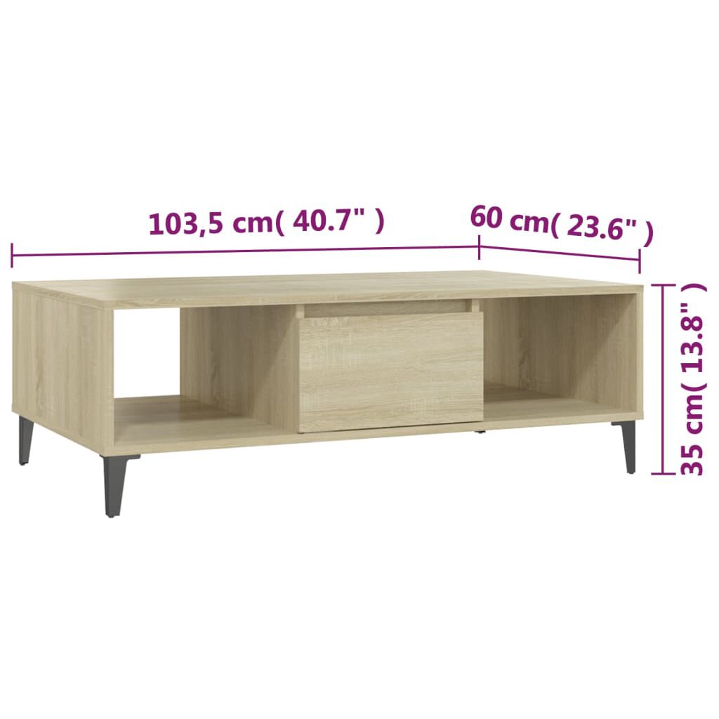 vidaXL Τραπεζάκι Σαλονιού Sonoma Δρυς 103,5x60x35 εκ. από Επεξ. Ξύλο