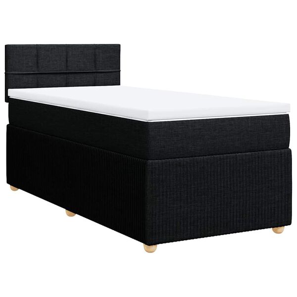 vidaXL Κρεβάτι Boxspring με Στρώμα Μαύρο 80 x 200 εκ. Υφασμάτινο