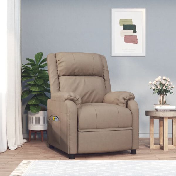 vidaXL Πολυθρόνα Μασάζ Ανακλινόμενη Καπουτσίνο Συνθ. Δέρμα