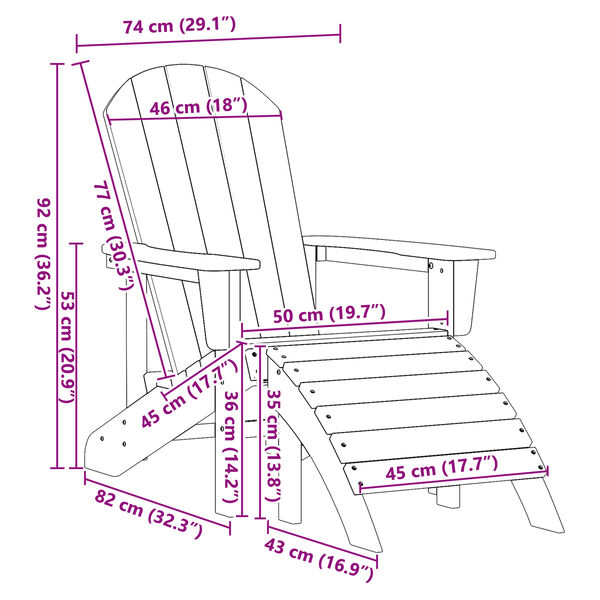 vidaXL Έπιπλα Χαλάρωσης Κήπου 2 pcs Λευκό 74 x 82 x 90cm Πλαστικό