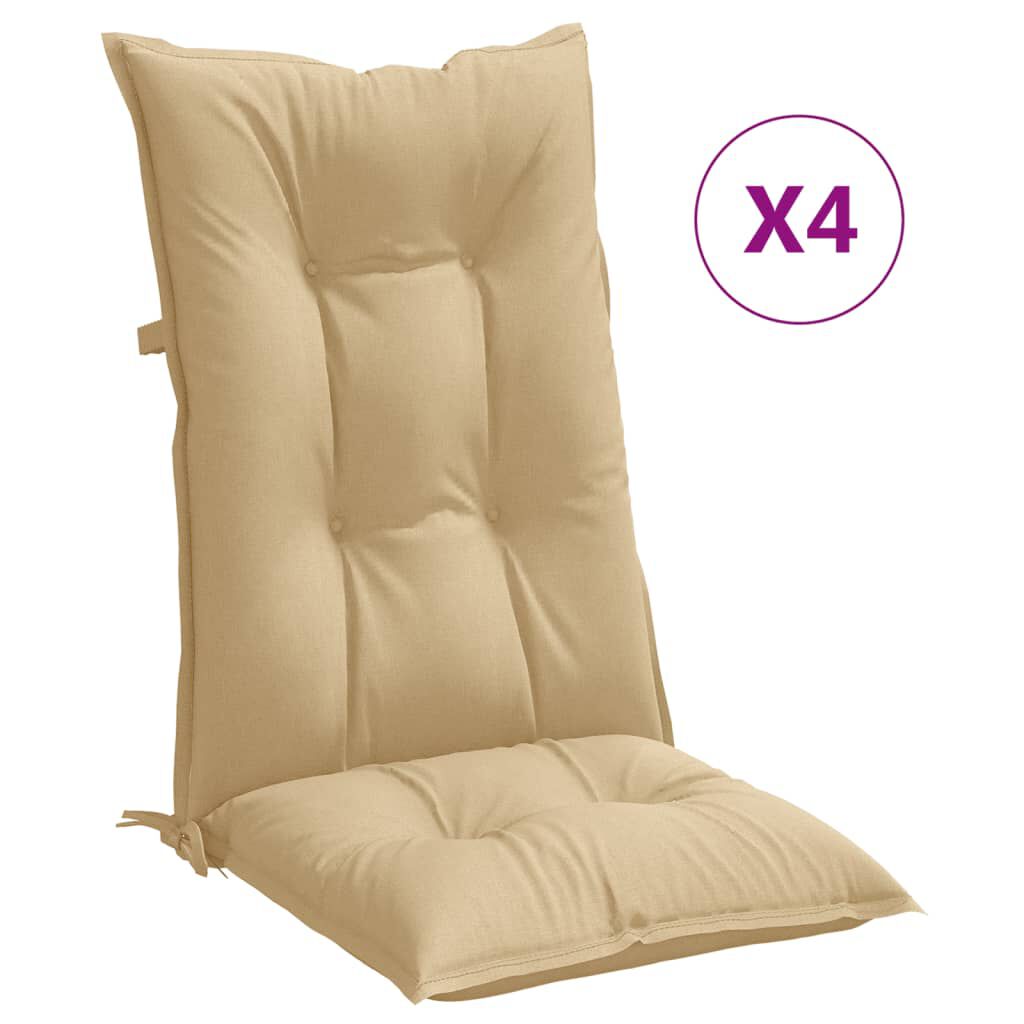 vidaXL Μαξιλάρια Καρέκλας με Πλάτη 4 τεμ. Μπεζ 120x50x7 εκ. Ύφασμα