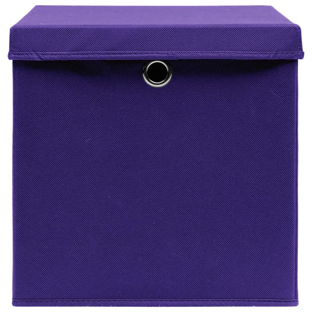 vidaXL Κουτιά Αποθήκευσης με Καπάκια 4 τεμ. Μοβ 28 x 28 x 28 εκ.