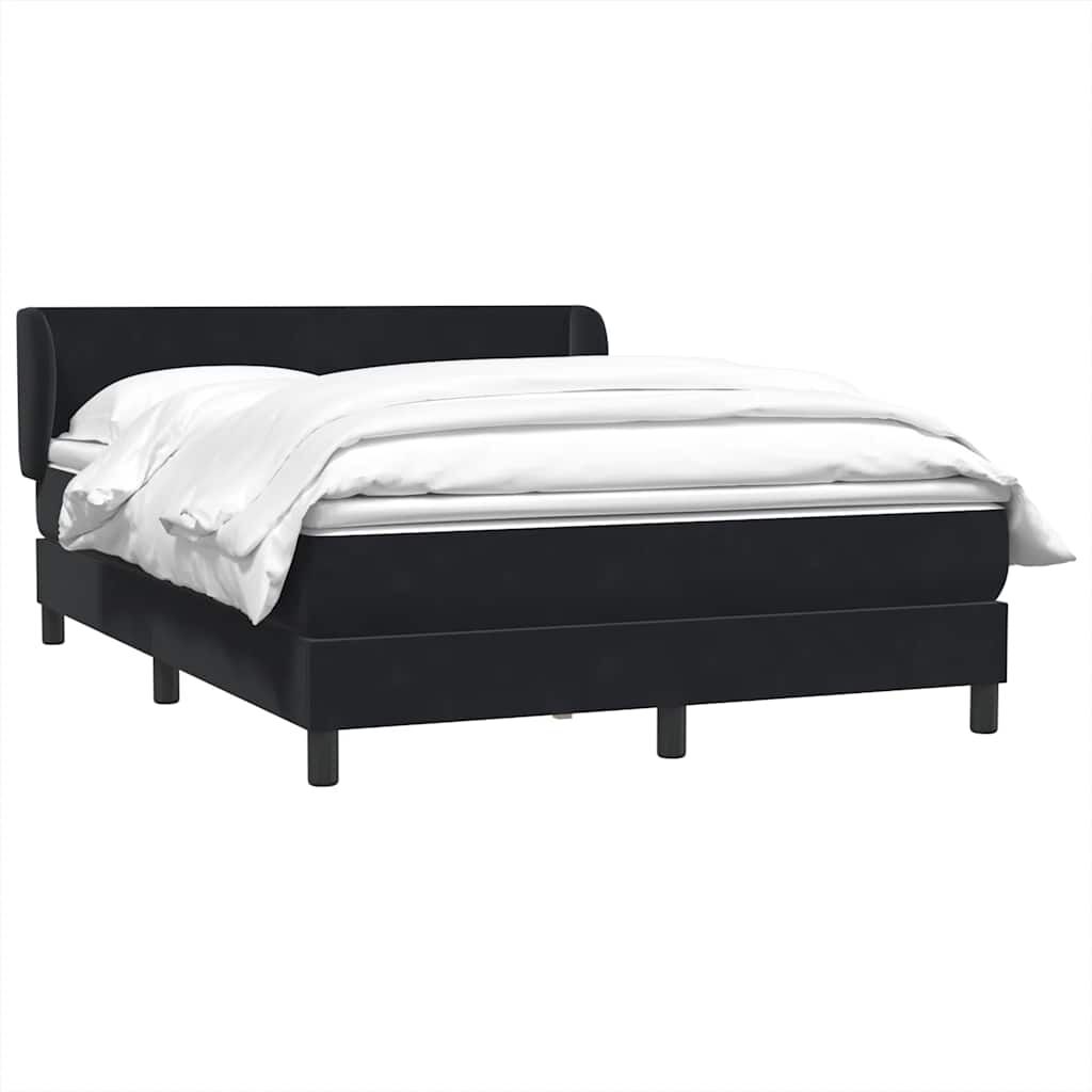 vidaXL Κρεβάτι Boxspring με Στρώμα Μαύρο 1140x210 εκ. Βελούδινο