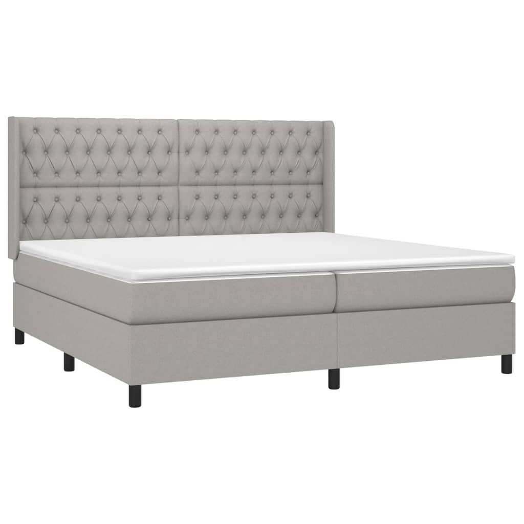 vidaXL Κρεβάτι Boxspring με Στρώμα & LED Αν.Γκρι 200x200εκ. Υφασμάτινο
