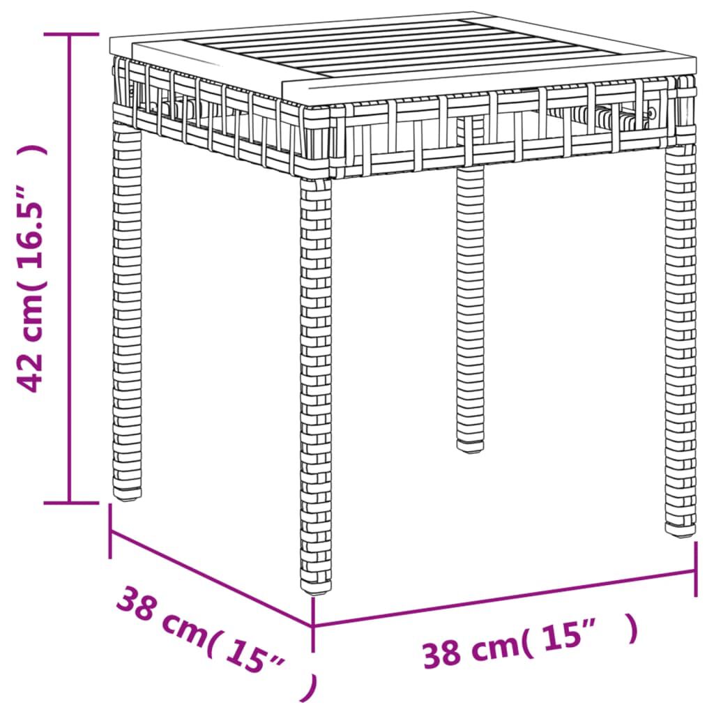 vidaXL Τραπέζι Κήπου Μπεζ 38x38x42 εκ. Συνθετικό Ρατάν & Ξύλο Ακακίας