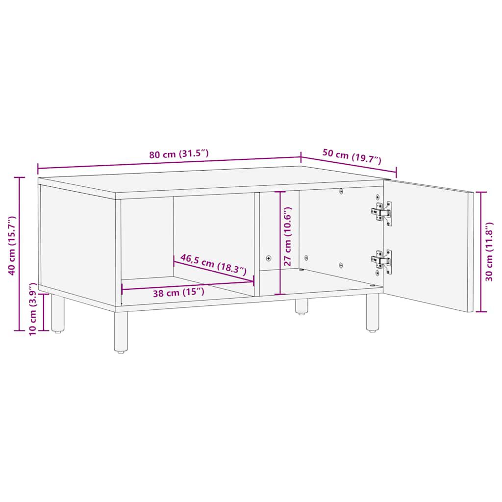 vidaXL Τραπεζάκι σαλονιού καφέ 80x50x40 cm μασίφ ξύλο Mango