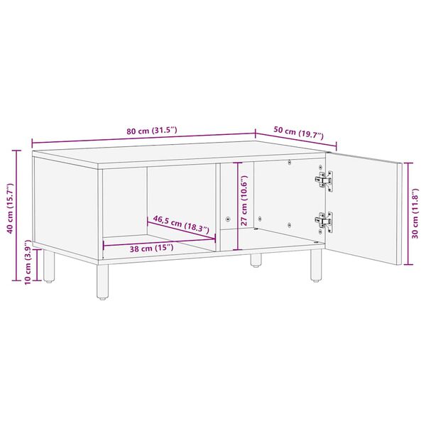 vidaXL Τραπεζάκι σαλονιού καφέ 80x50x40 cm μασίφ ξύλο Mango