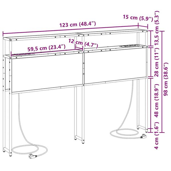 vidaXL Κεφαλάρι Αποθήκης Καπνιστή δρυς 120 cm Επεξεργασμένο ξύλο