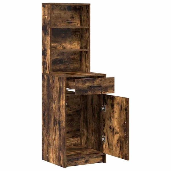 vidaXL Highboard Καπνιστή δρυς 40 x 40.5 x 135 εκ. Επεξεργασμένο ξύλο