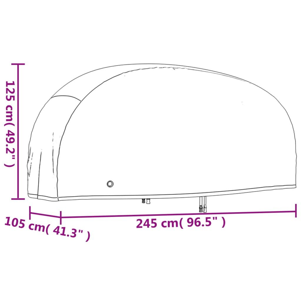 vidaXL Κουκούλα Μηχανής Μαύρη 245x105x125 εκ. Ύφασμα Oxford 210D